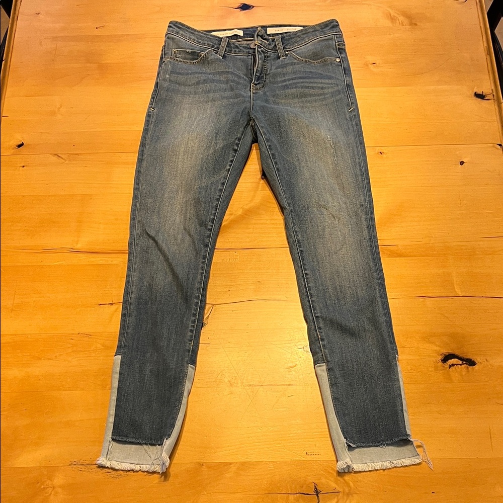 Pilcro and the Letterpress Distressed Blue Cropped Jeans